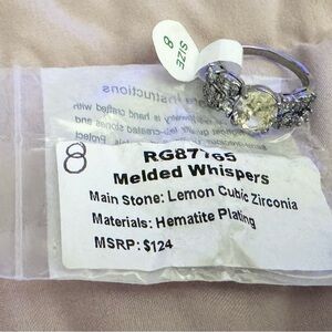 Melded Whispers Silver Ring with Lemon Cubic Zirconia